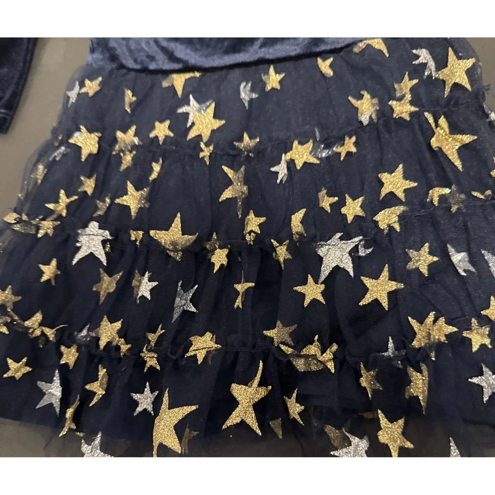 EGG Toddler Navy Blue & Gold Stars 18M Dress Carter's Gold Slip On Shoes Size 4